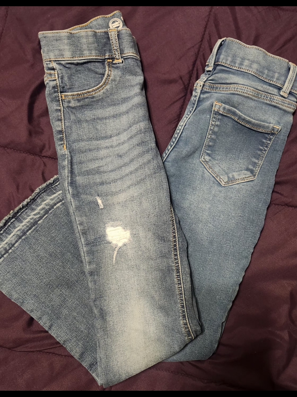 Kids Distressed Light Blue Stretch Jeans